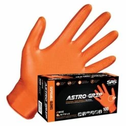 SAS Safety SAS Astro-Grip 8 Mil Disposable Nitrile Gloves Reinforced Scale Grip - (Box Of 100) 66572