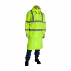 PIP Falcon VIZ ANSI Type R Class 3 48 Rain Trench Coat PIP353-1048LY -Confined Space Equipment Shop 18595 o5x1q9sayg7wl4td