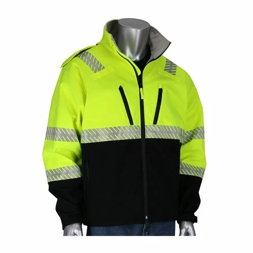 PIP Safety / West Chester PIP ANSI Type R Class 3 Ripstop Softshell Black Bottom Jacket PIP333-1550 2 PIP Safety / West Chester PIP ANSI Type R Class 3 Ripstop Softshell Black Bottom Jacket PIP333-1550 - Image 2