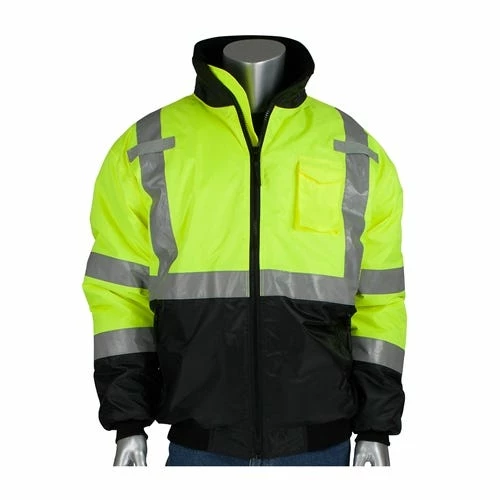 PIP Safety / West Chester PIP ANSI Type R Class 3 Value Hi Vis Yellow Black Bottom Bomber Jacket Waterproof PIP333-1740 3 PIP Safety / West Chester PIP ANSI Type R Class 3 Value Hi Vis Yellow Black Bottom Bomber Jacket Waterproof PIP333-1740 - Image 3