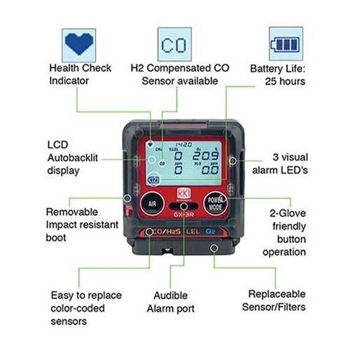 RKI Instruments INC RKI Instruments GX-3R Confined Space 4 Gas Personal Gas Detector 72-RA-C 2 RKI Instruments INC RKI Instruments GX-3R Confined Space 4 Gas Personal Gas Detector 72-RA-C - Image 2