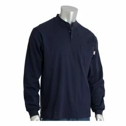 PIP Safety / West Chester PIP AR/FR Navy Blue Long Sleeve Henley 385-FRHN-NV 3X PIP385-FRHN-(NV)