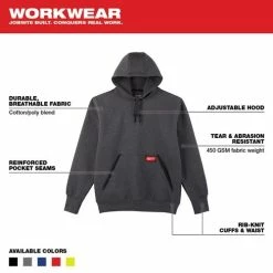 Milwaukee Tools Milwaukee Heavy Duty Pullover Hoodie - Gray 350G -Confined Space Equipment Shop 24338 2 nzrbqlfvwlu7q2k0