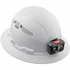 Klein Tools Klein Vented Full Brim Hard Hat With Rechargeable Headlamp - White 60407RL