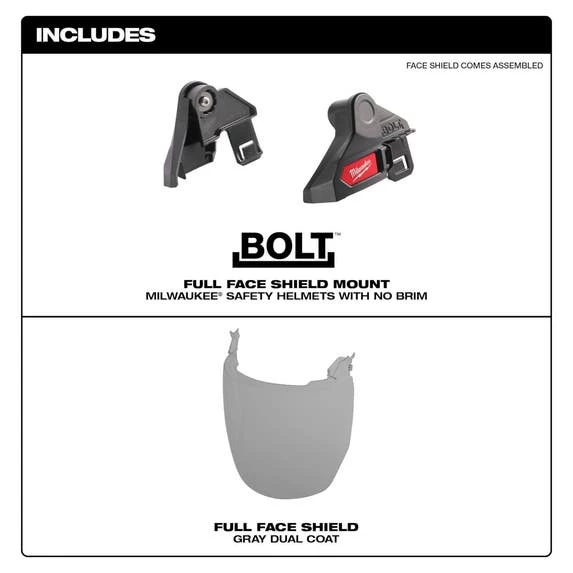 Milwaukee Tools Milwaukee BOLT™ Full Face Shield - Gray Dual Coat Lens (No Brim) 48-73-1426 3 Milwaukee Tools Milwaukee BOLT™ Full Face Shield - Gray Dual Coat Lens (No Brim) 48-73-1426 - Image 3
