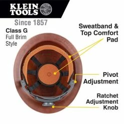 Klein Tools Hard Hat, KONSTRUCT Series, Full-Brim, Class G 60452 -Confined Space Equipment Shop 60452 60447 callout3 1