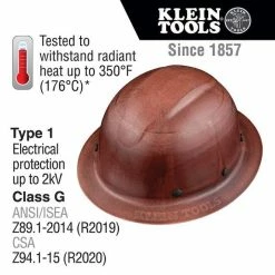 Klein Tools Hard Hat, KONSTRUCT Series, Full-Brim, Class G 60452 -Confined Space Equipment Shop 60452 callout1