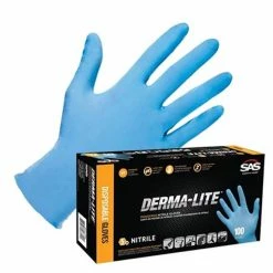 SAS Safety Derma-Light 5 Mil Powdered Nitrile Disposable Gloves - (Box Of 100) 6606